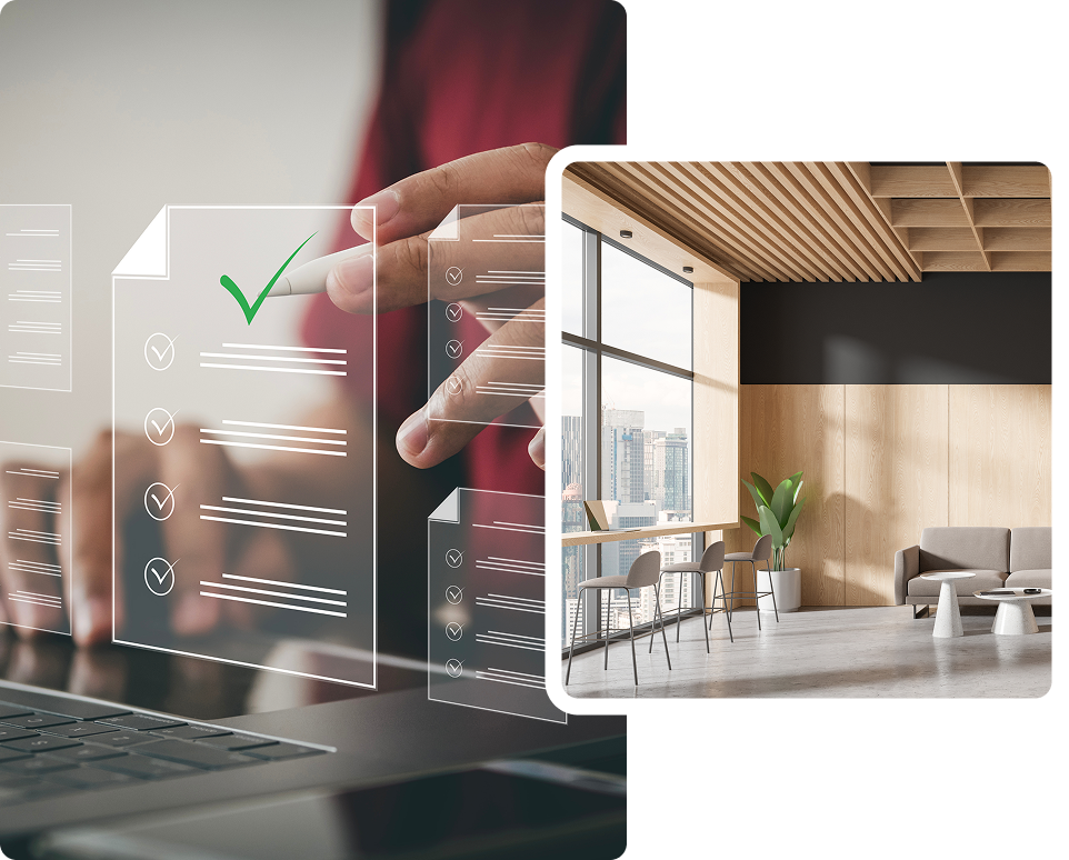 A person digitally marking a checklist with a checkmark.